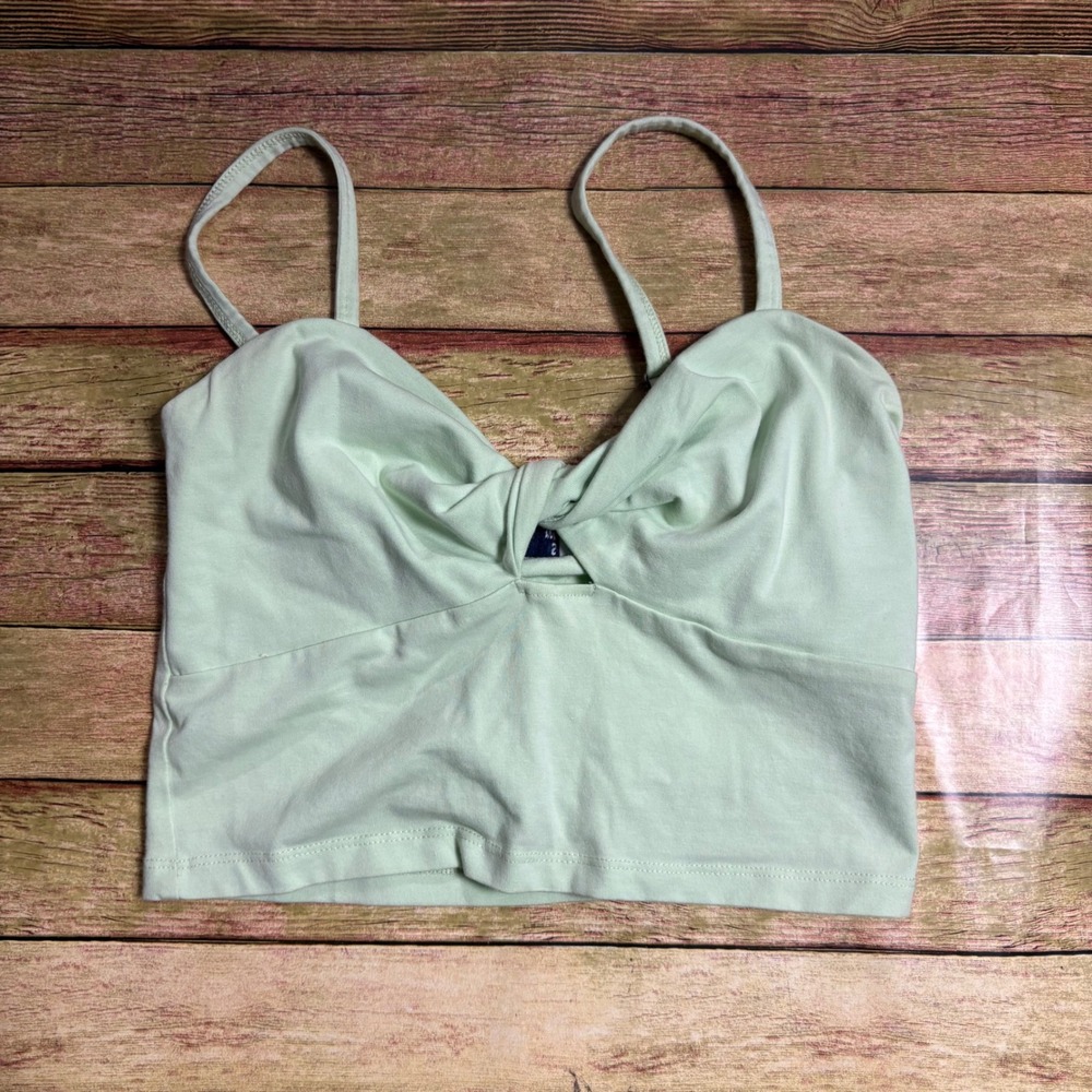 Hollister Mint Green Twist Front Keyhole Crop Cami Top Sm Sleeveless Sweetheart